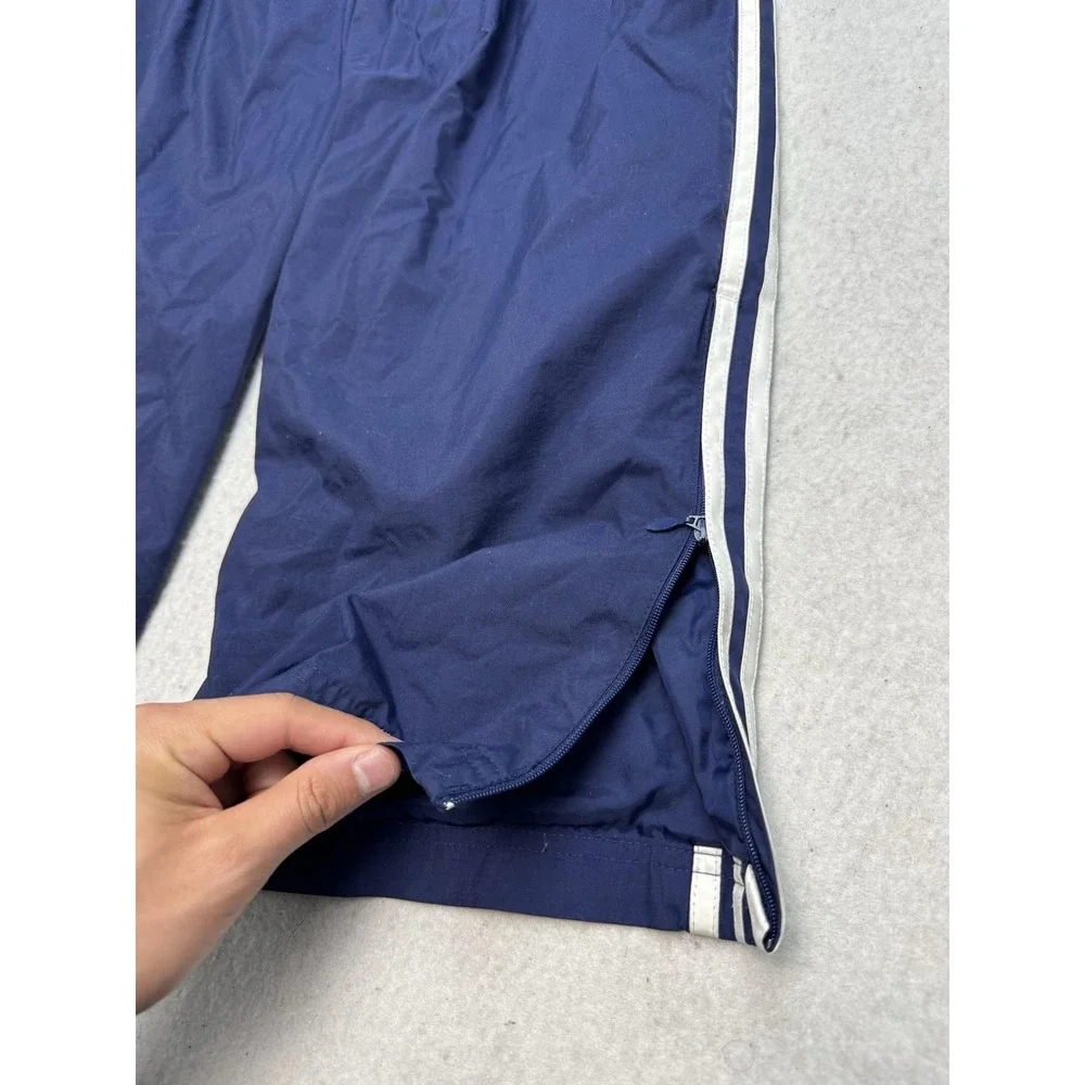 VTG Adidas Track Pants Mens Large Blue Nylon 3 Stripe Lined Zip Ankle Athletic